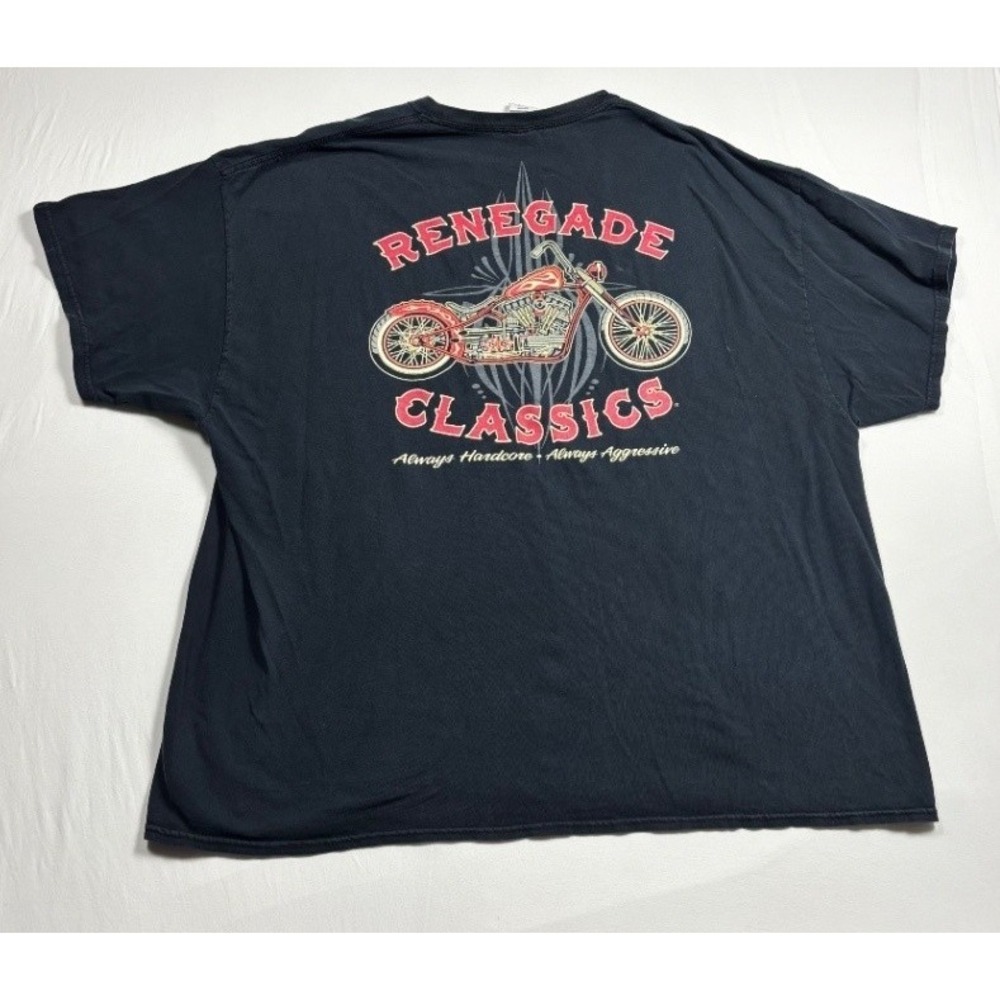 Renegade Classics Mens 3XL Black Motorcycle Graphic T Shirt Biker Gildan Ultra